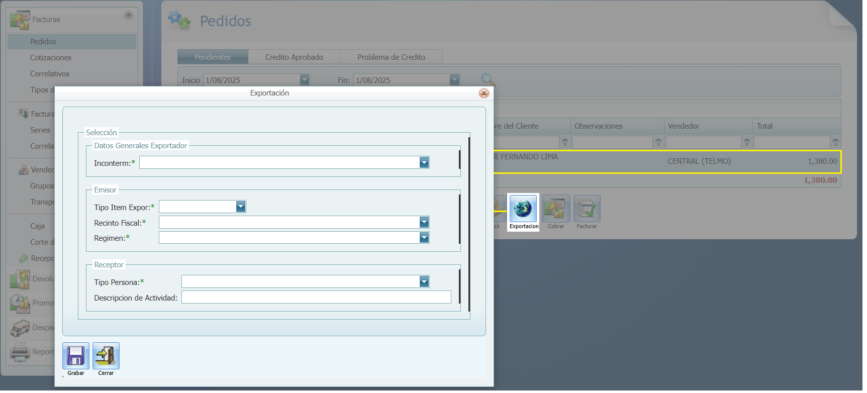 Facturacion Pedido Exportacion