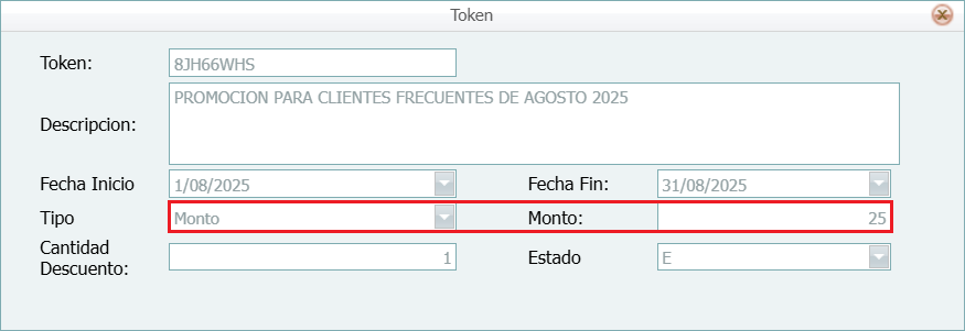 GOM server Pedido Token Asignado