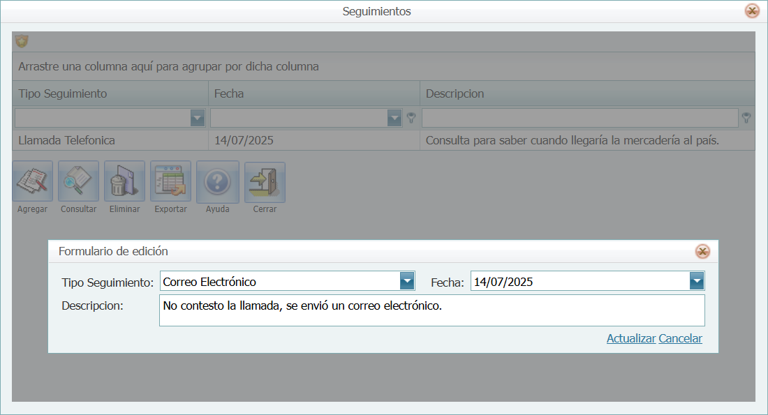 Compra Orden Enviadas a Proveedor Seguimiento