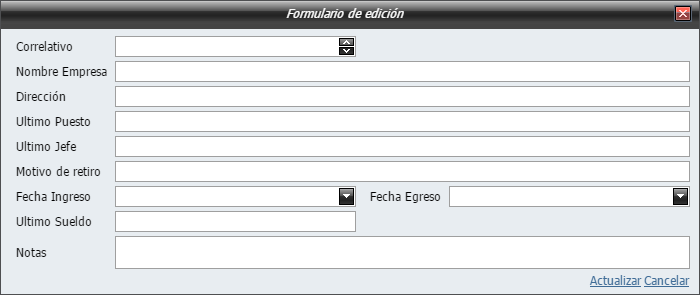 Empleados Nuevo Historial Laboral Agregar