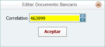 Bancos Movimiento Modificar Correlativo Ventana Llena