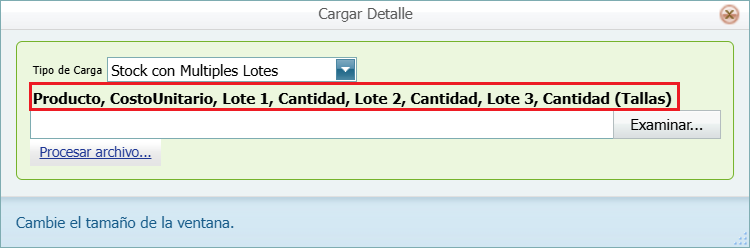Ingreso con Costo Stock con Multiples Lote Ventana