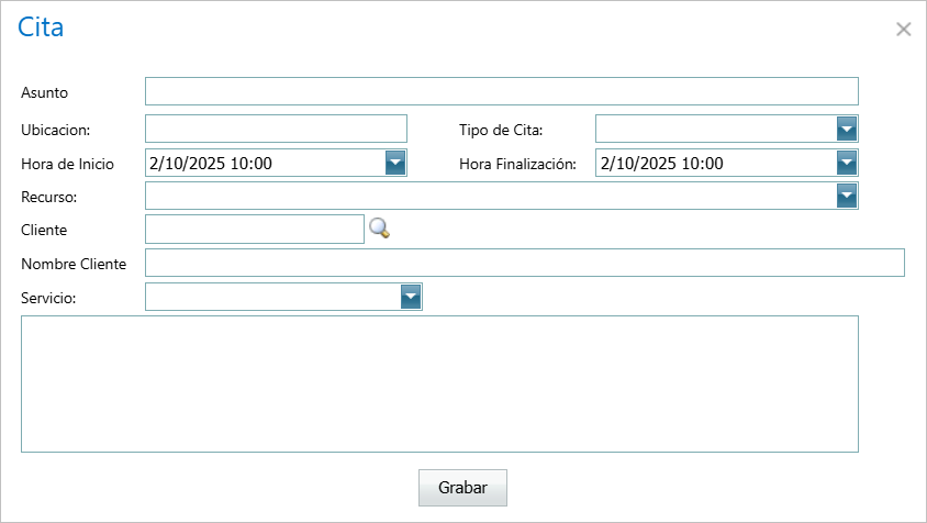 Help Desk Cita Calendario Nueva Cita