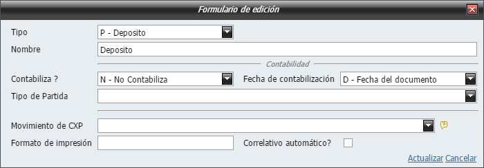 Crear Tipos de Movimiento de Bancos