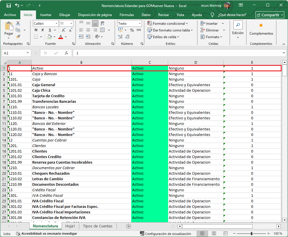 Contabilidad Cuentas Contables Cargar Excel 2