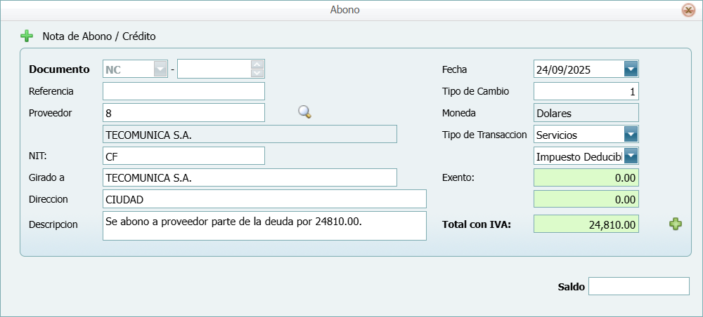 Cuantas Por Pagar Abono a Cuenta Lleno