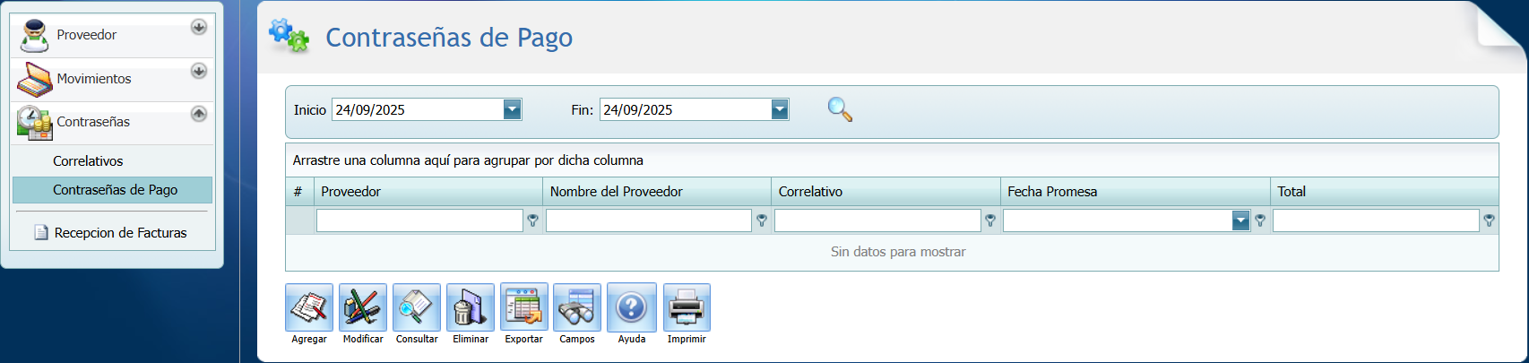 Cuentas por Pagar Contrasena de Pago