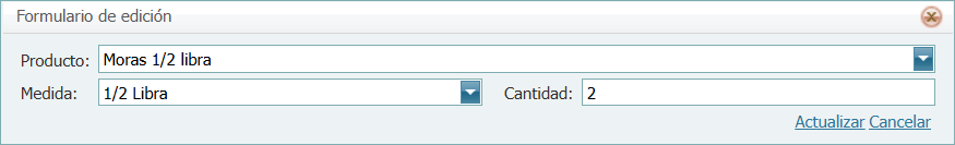 Receta Agregar Ingrediente Cantidad