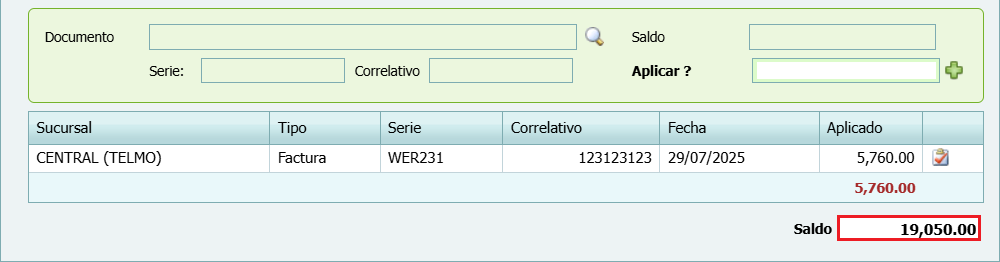 Cuantas Por Pagar Abono Agregar Documento Saldo Disponible
