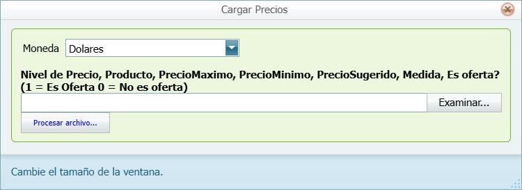 Carga de Precios Masivo Importar con Niveles