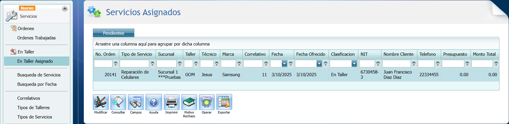 Help Desk Servicio En Taller Asignado