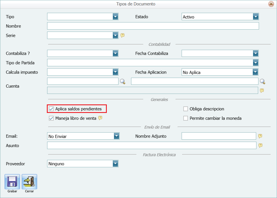 Cuentas por Cobrar Tipo Nuevo