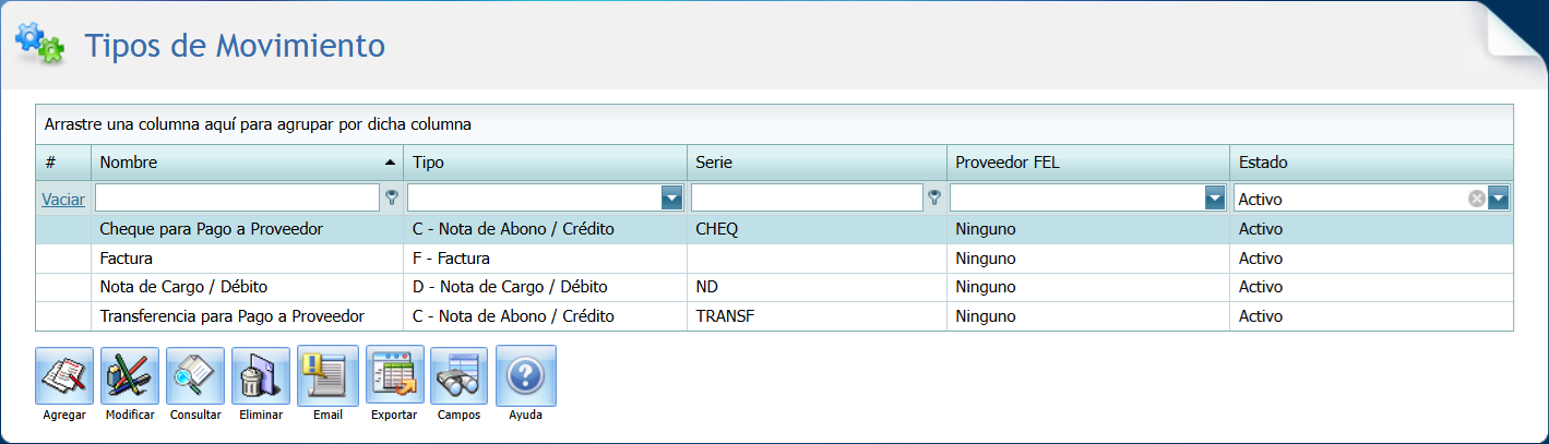 Contabilidad Enlaces Estructura Tipo CXP Tipo Ventana