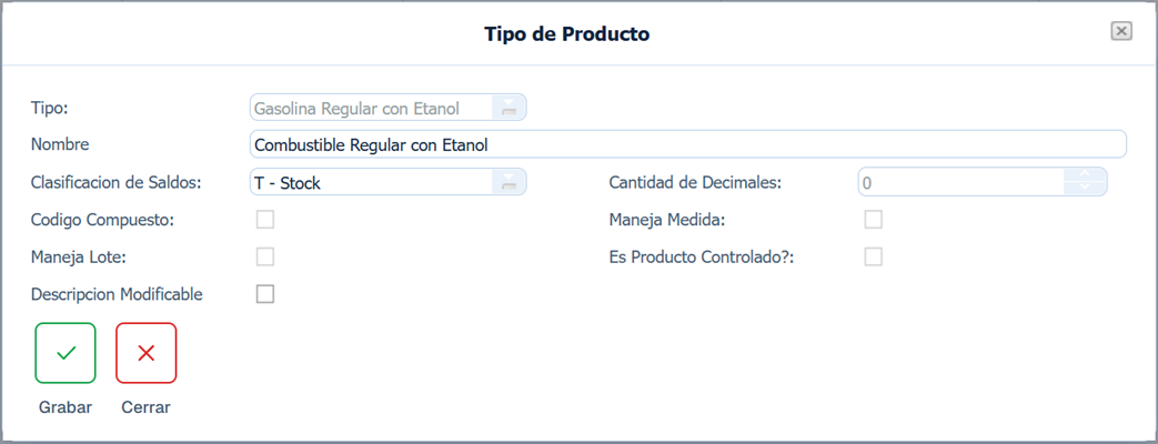 Producto Combustible Regular con Etanol