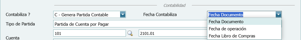 Contabilidad Enlaces Estructura Tipo CXP Tipo Ventana Fecha