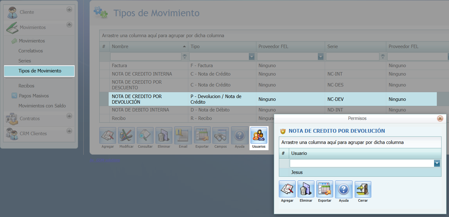 Seguridad Por Usuario Documentos por Cobrar 2