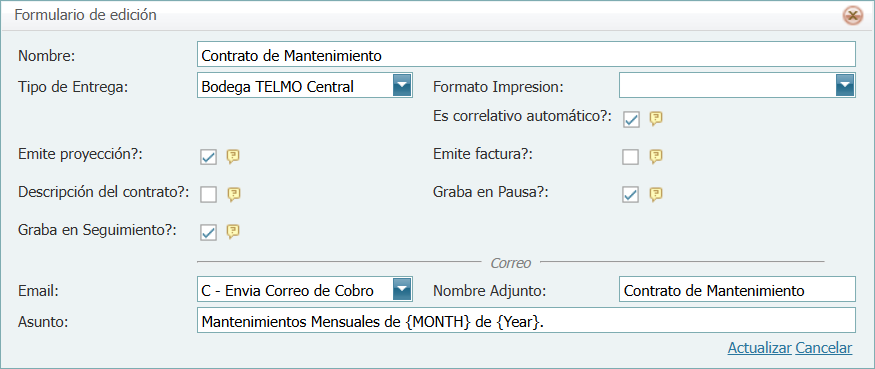 Cuentas por Cobrar Contratros Tipo Agregar Lleno