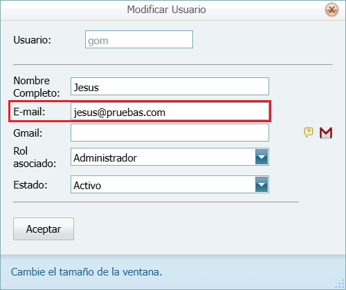 Facturacion Usuario Email