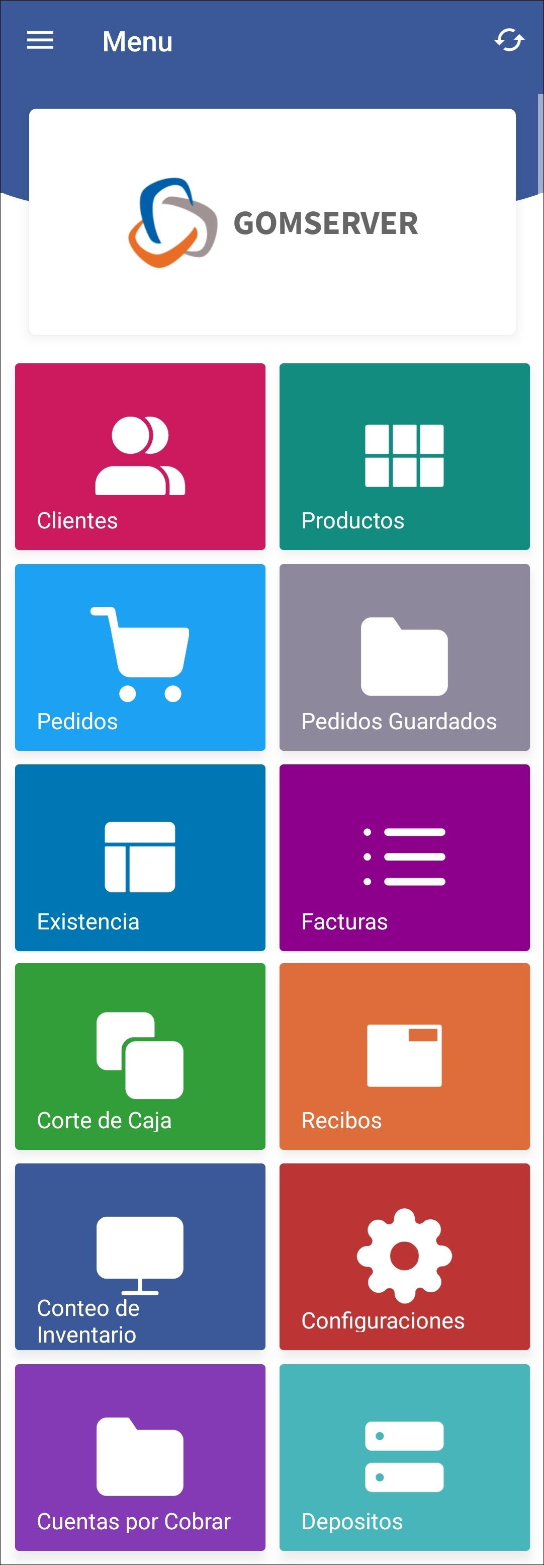 GOMserver App Menu Principal