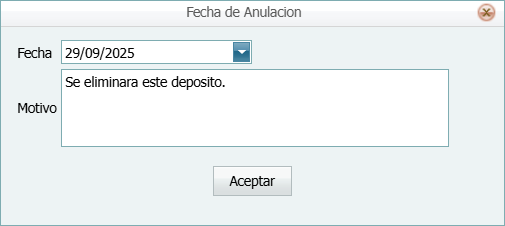 Bancos Movimiento Deposito Anular