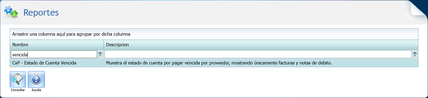 Reporte Estandar Cuentas por Pagar Reporte