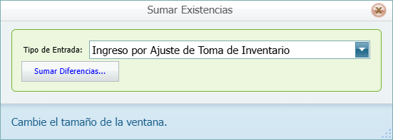 Toma de Inventario Sumar Existencias