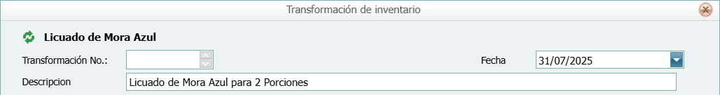 Receta Transformación 1