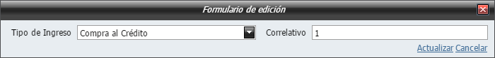 Crear Correlativo de Tipos de Ingreso