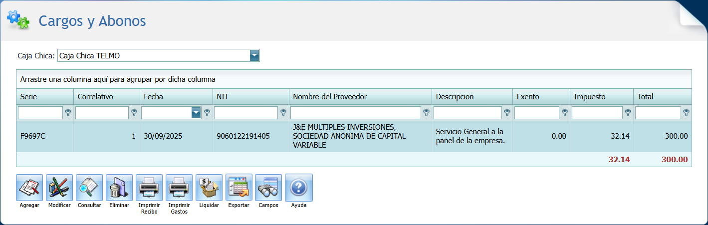 Cargos y Abonos Caja Lista