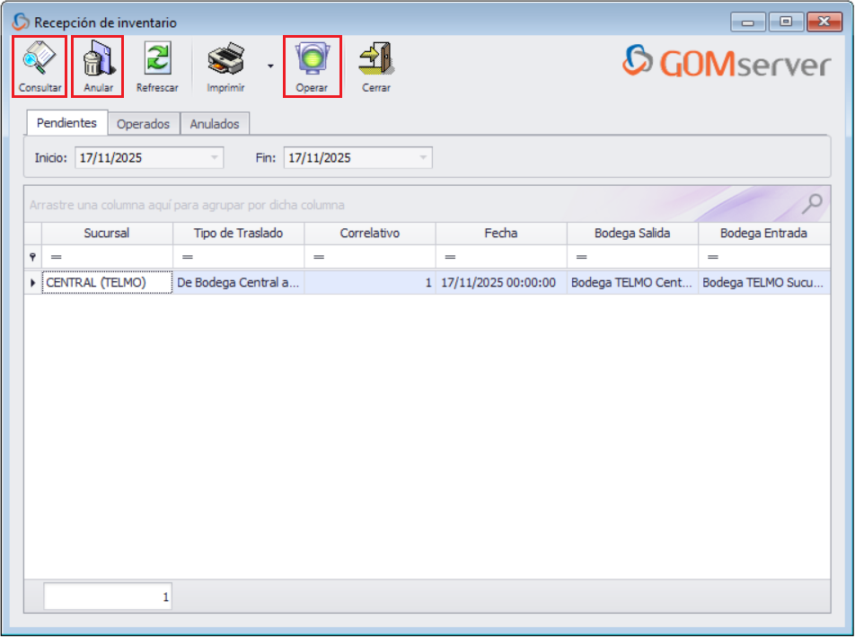 GOMserver Windows Recepcion