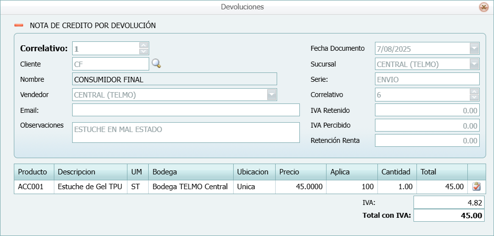 Facturacion Devoluciones Operadas Consultar