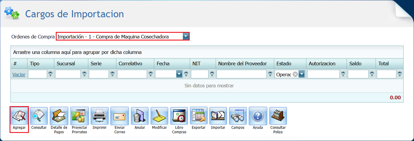 Compra Ordenes Cargos Orden