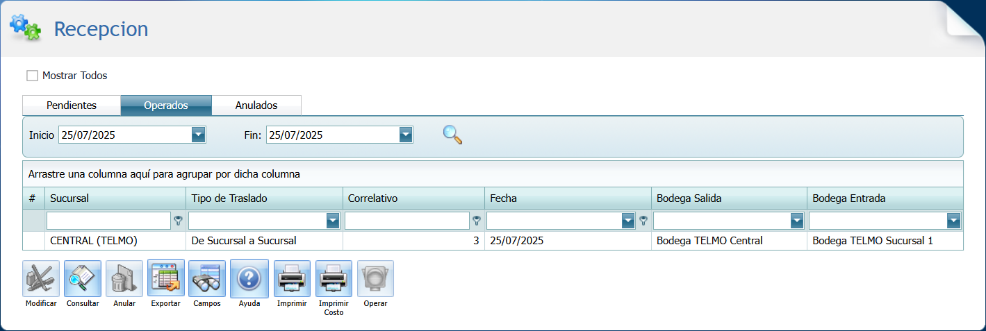 Pestanas de Traslados