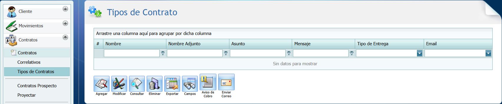 Cuentas por Cobrar Contratros Tipo