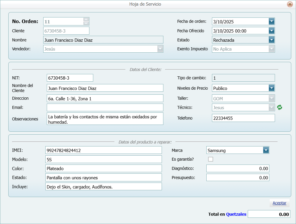 Help Desk Servicio Orden Nueva Lleno