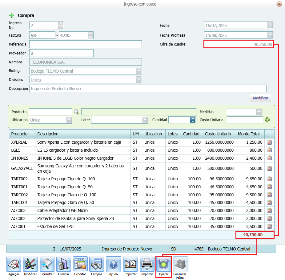 Ingreso con Costo Operar 3