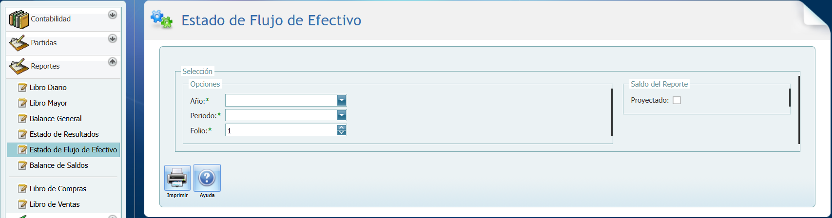 Contabilidad Reportes Estado de Flujo de Efectivo