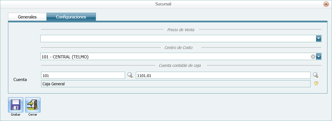 Sucursal Configuracion Llena