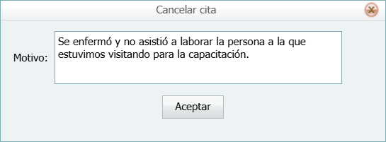 Help Desk Cita Planificador Cancelar Cita