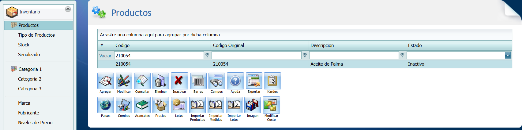Producto Inactivar Inactivo