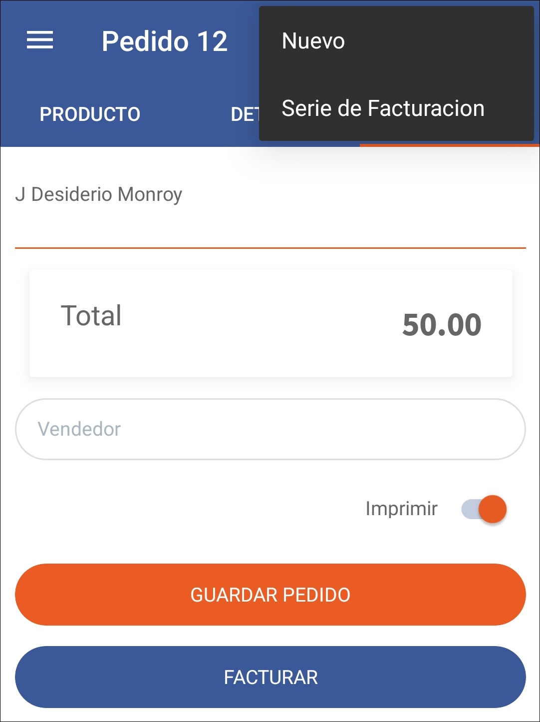 GOMserver App Pedidos Totales Serie