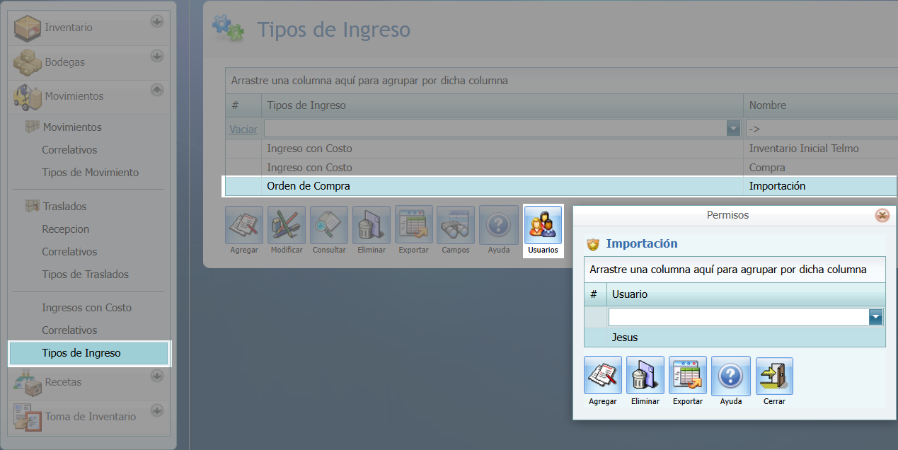 Seguridad Por Usuario Ingresos con Costo 2