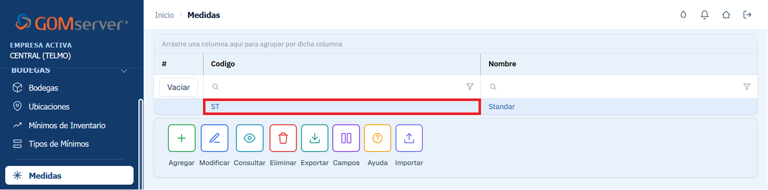 Facturacion Cotizaciones Importar Codigo Medida ST