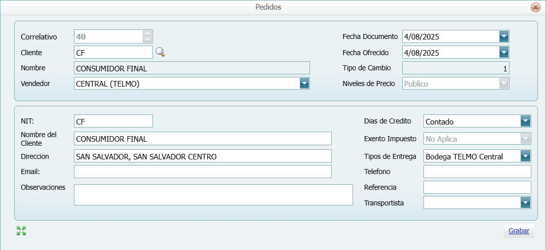 Facturacion Facturar CF 1