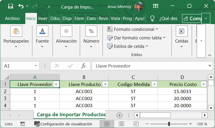 Cuentas por Pagar Proveedor Importar Productos Excel