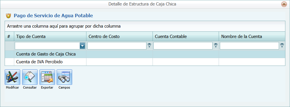 Caja Chica Estructura Lista Detalle