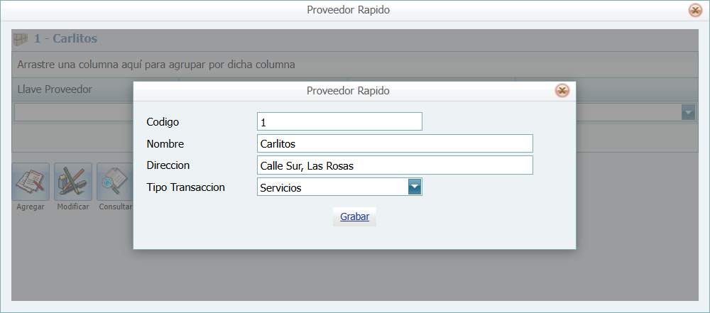 Cuentas por Pagar Proveedor Rapido Agregar