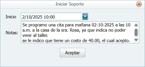 Help Desk Soporte Asignado Programar Cita