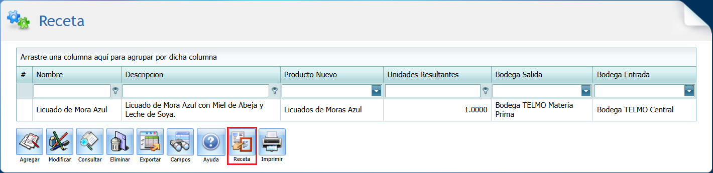 Receta Agregar Ingrediente