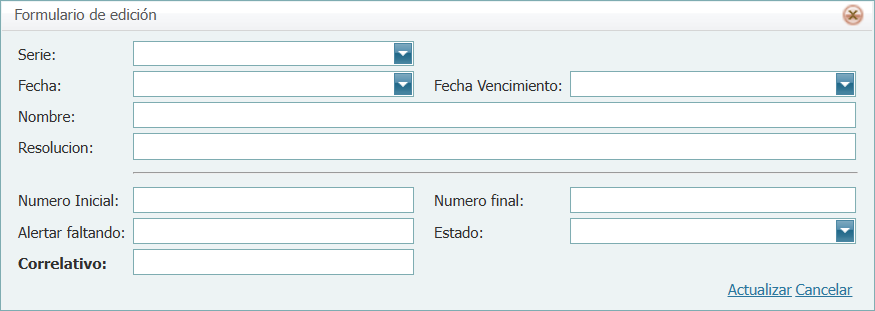 Facturacion Correlativo en Blanco